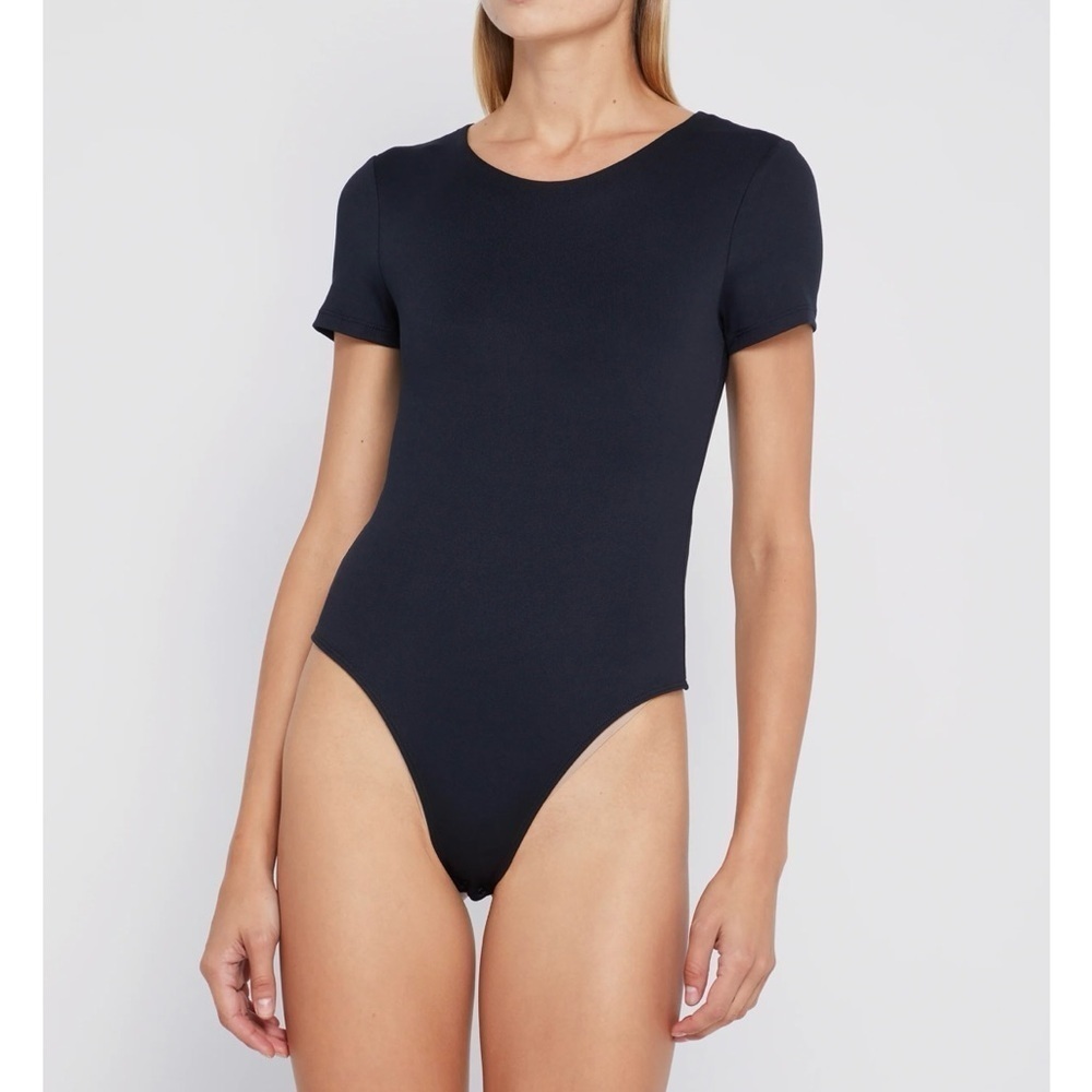 CAARA Contouring Crewneck Black Bodysuit Size Small
